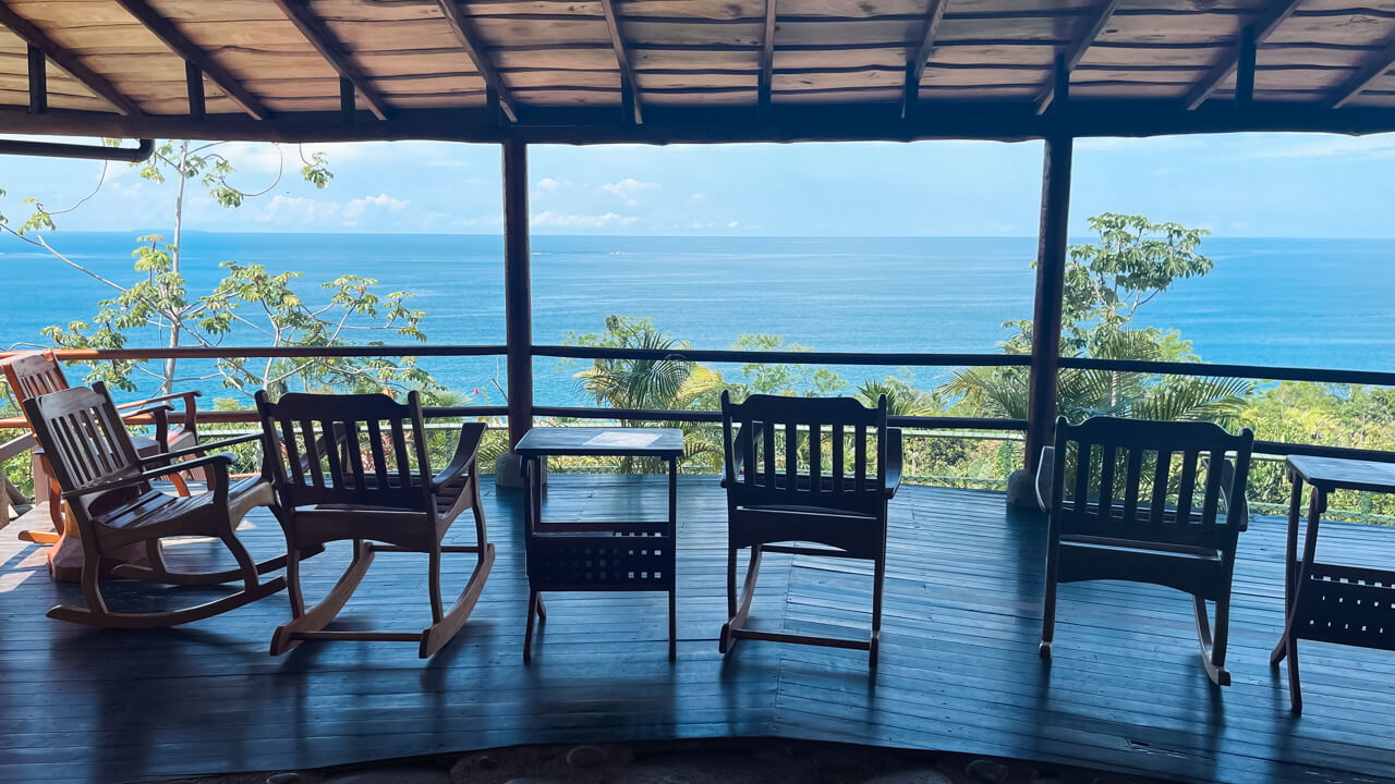 Viewing deck at La Cusinga Lodge, one of the best hotels in Uvita.