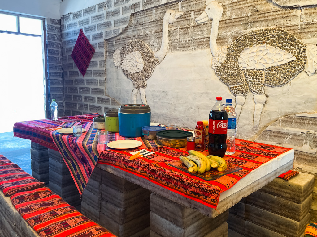 Lunch set up on first day of Uyuni Salt Flats tour.