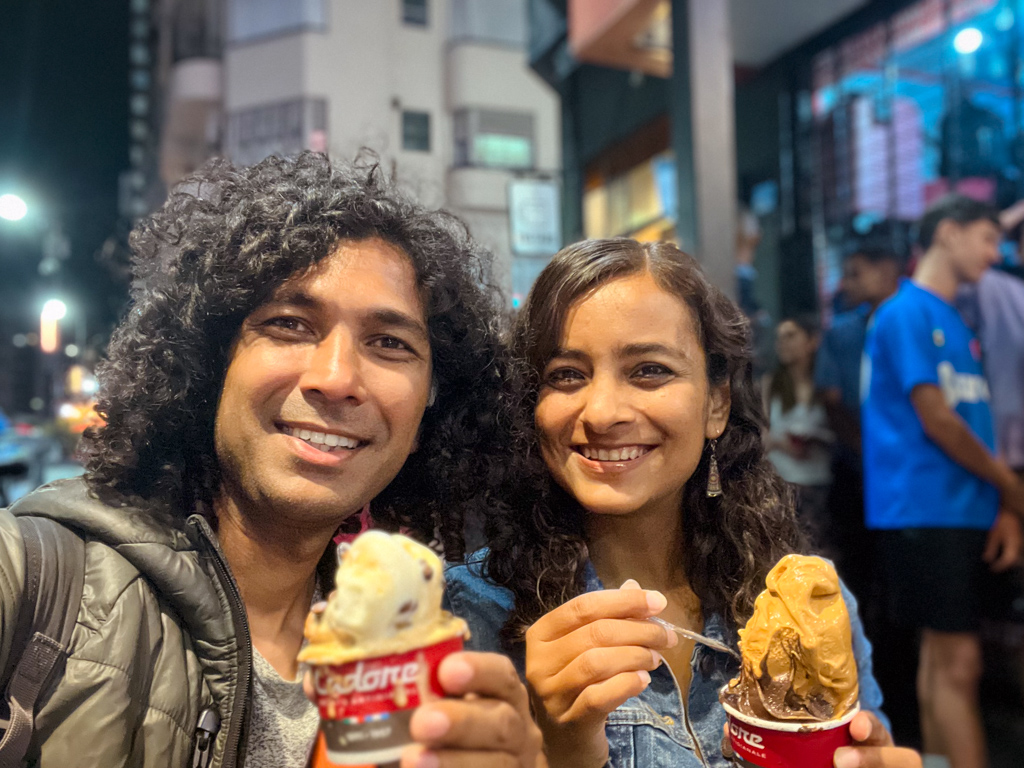 Couple, eating one of the world's best ice-creams in Buenos Aires, at Cadore Heladeria. Buenos Aires is one of the best cities in Latin America for digital nomads.