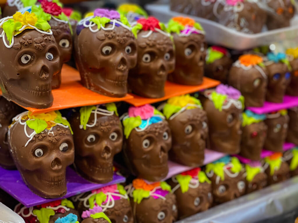 Sugar skulls at the local market in Coyoacan, Mexico City.