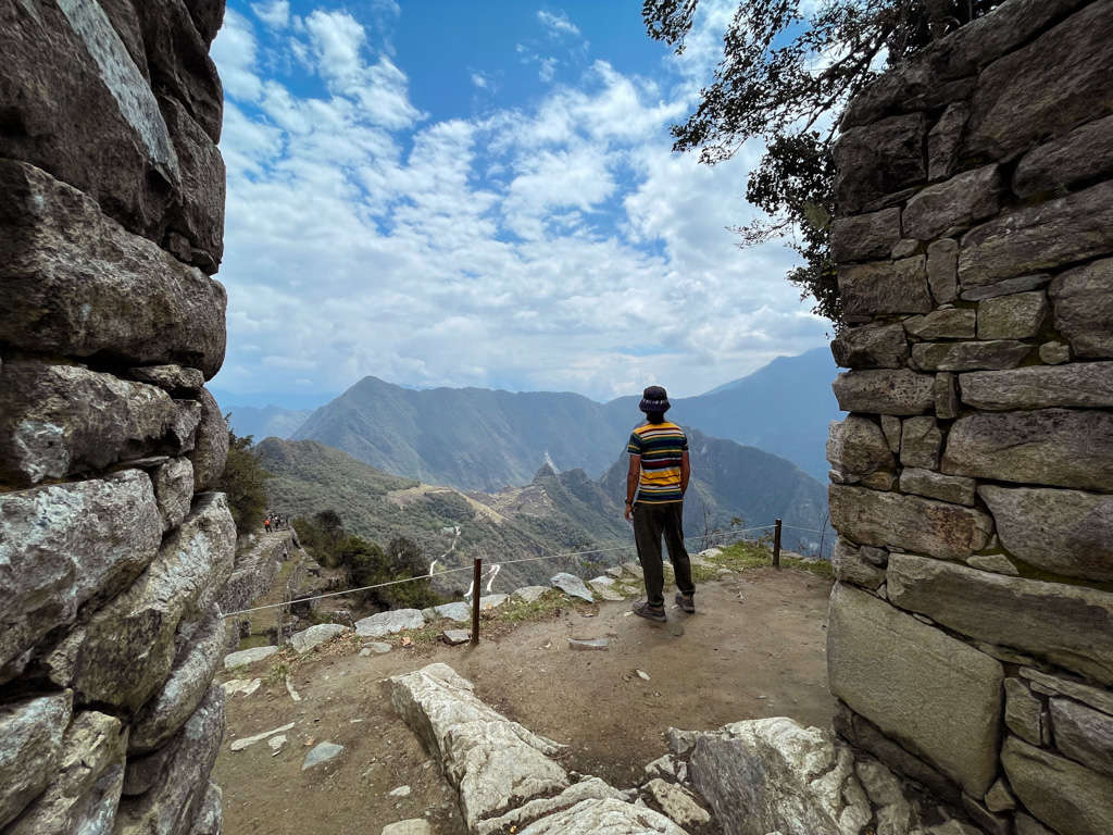 The first view of Machu Picchu, as seen from the Sun Gate, Intipunku.