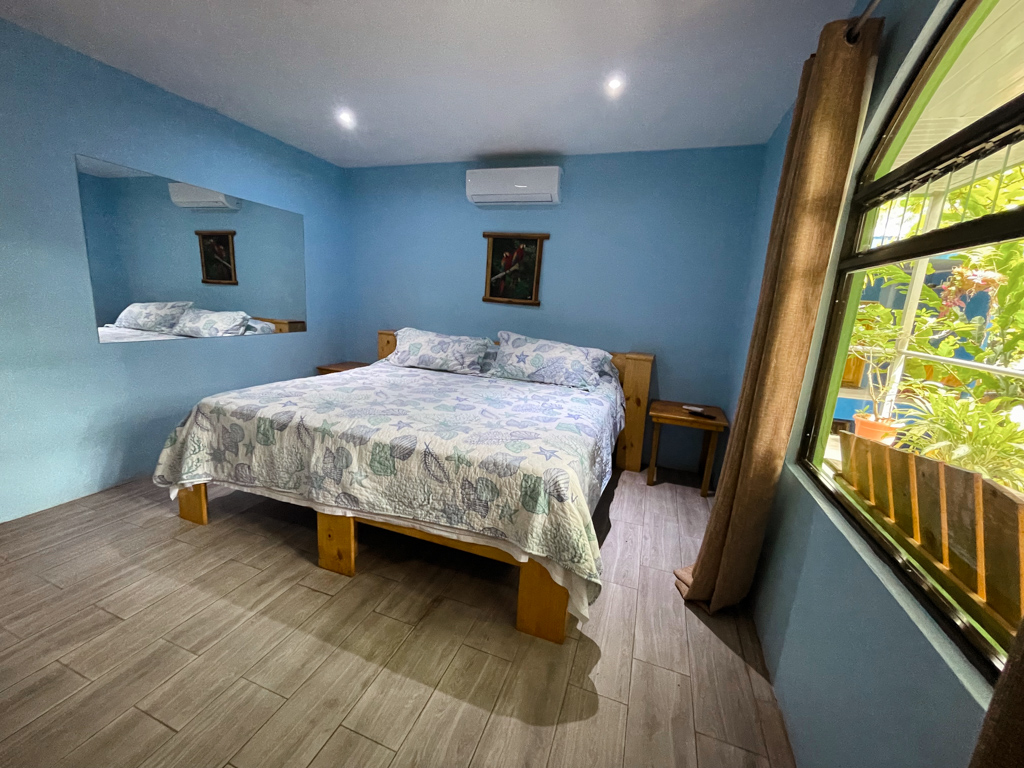 Soothing colors and room decor in one part of a studio at Peace of Paradise hotel in Manuel Antonio.